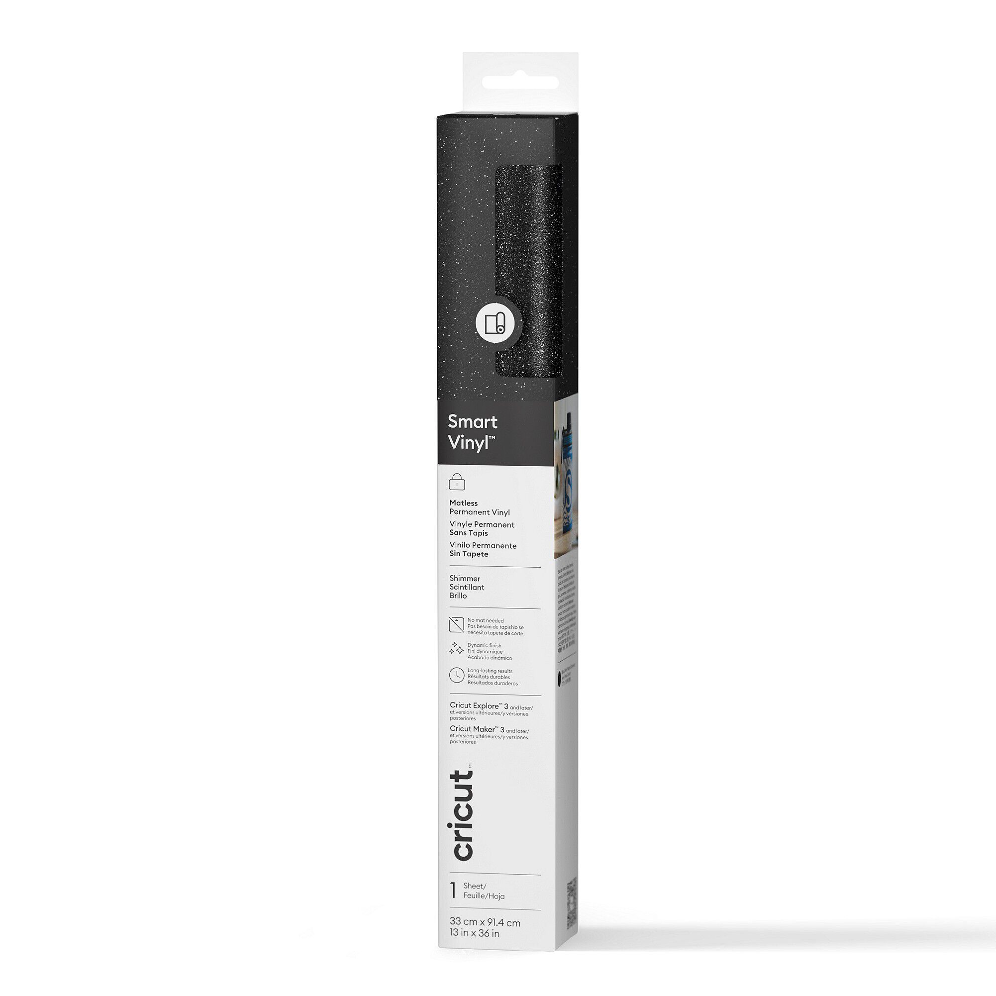 Cricut™ Smart Vinyl™ Shimmer Matless Permanent Vinyl (3 ft) | Black